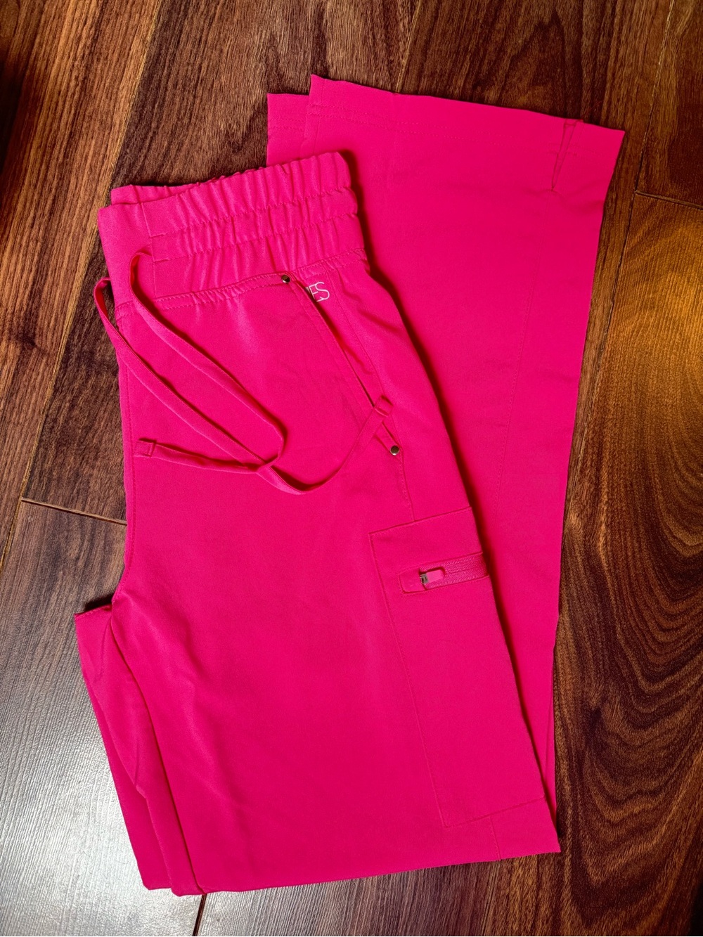High waisted wide leg scrub pants - pink